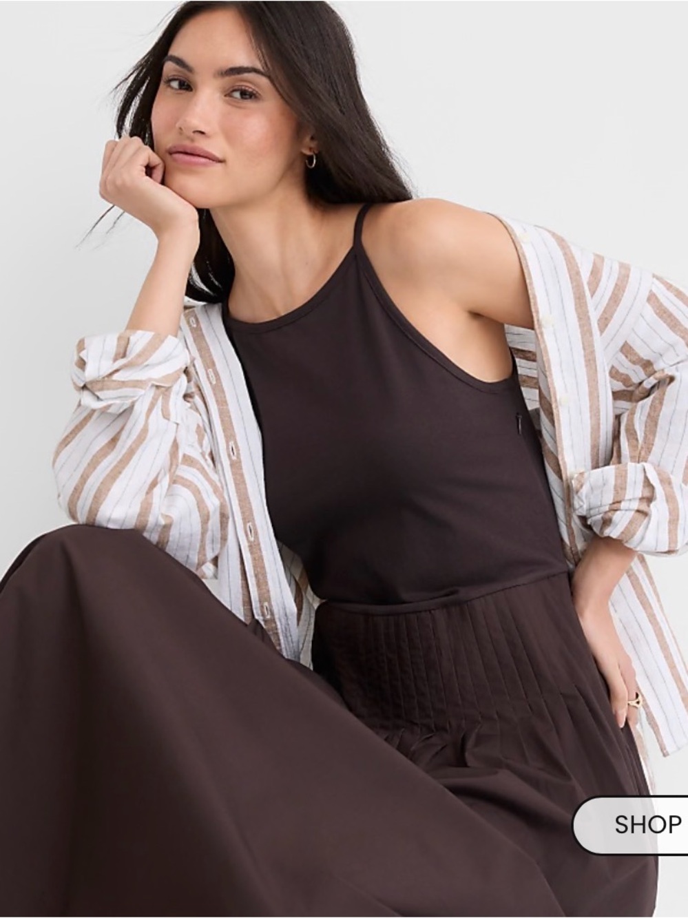 LOFT Chocolate Brown Sleeveless Maxi Dress